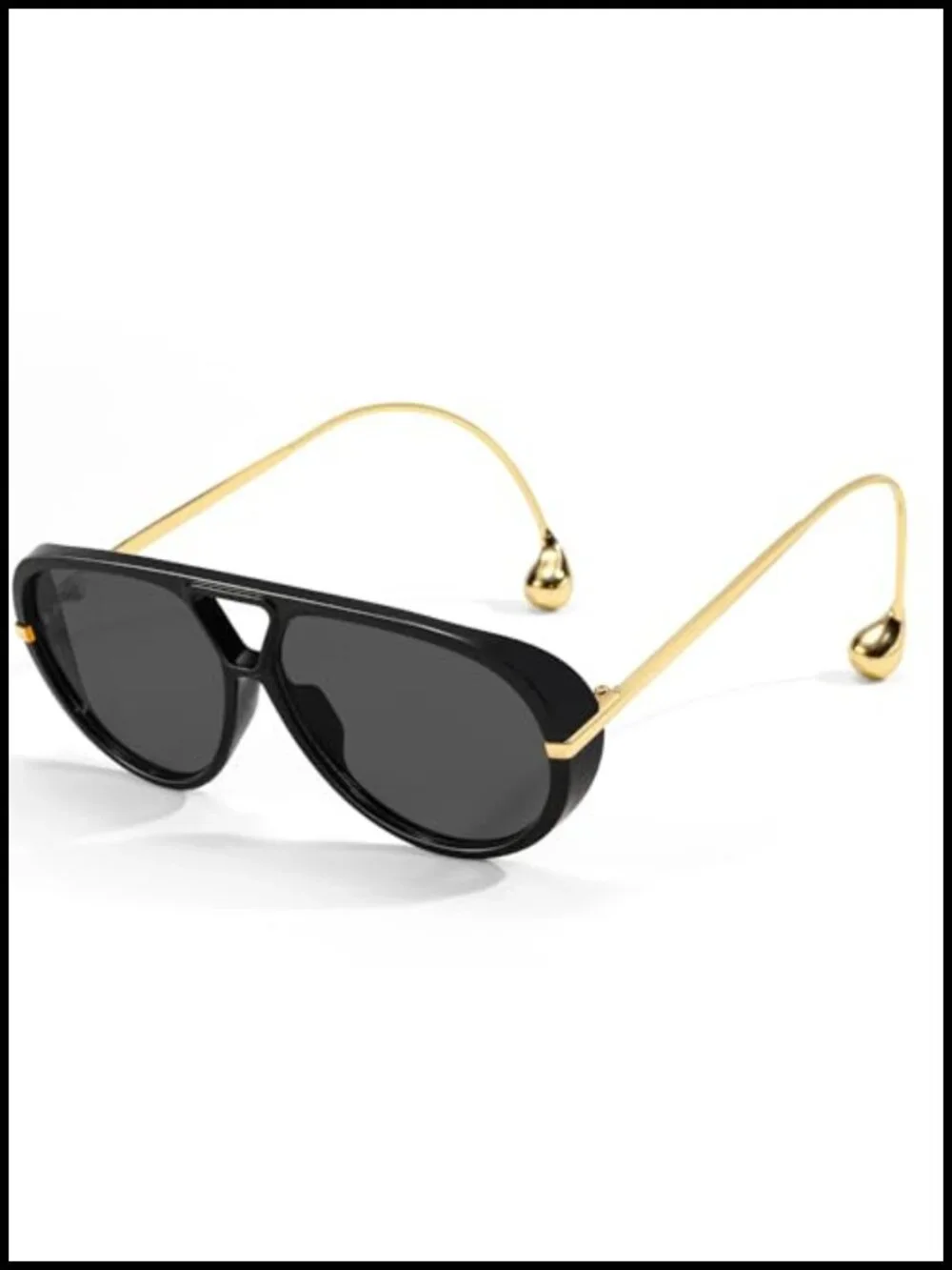 Oversized Aviator Sunglasses Double Bridge Metal Drop Earring Legs HD UV400